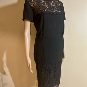 Elegant Black Lace 2 Piece Dress